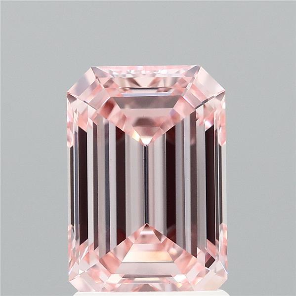 1.58 Carat Emerald Lab Grown Diamond, Fancy Intense Pink Color, VVS2 Clarity
