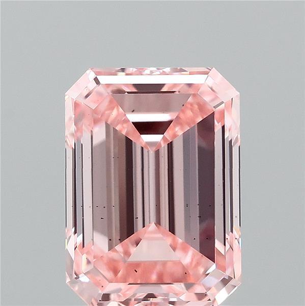 2.00 Carat Emerald Lab Grown Diamond, Fancy Intense Pink Color, VS2 Clarity