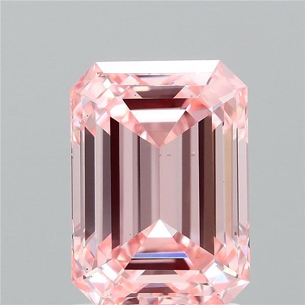 2.02 Carat Emerald Lab Grown Diamond, Fancy Vivid Pink Color, VS2 Clarity