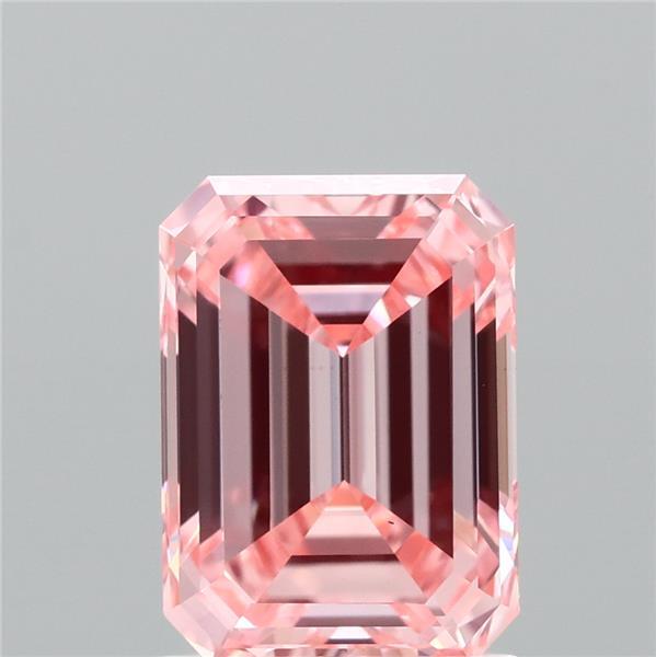 1.46 Carat Emerald Lab Grown Diamond, Fancy Vivid Pink Color, VS1 Clarity