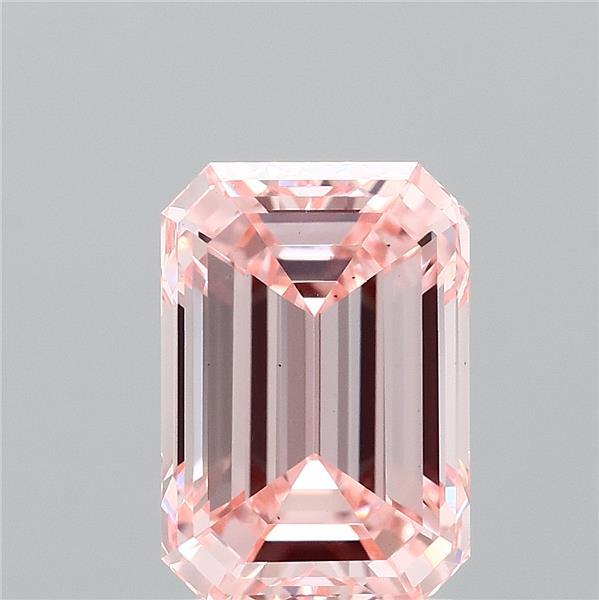 1.49 Carat Emerald Lab Grown Diamond, Fancy Intense Pink Color, VS1 Clarity