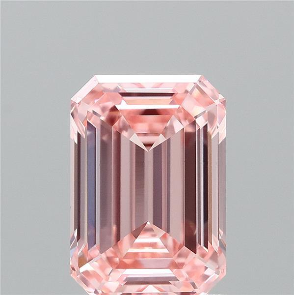 1.51 Carat Emerald Lab Grown Diamond, Fancy Vivid Pink Color, VVS2 Clarity