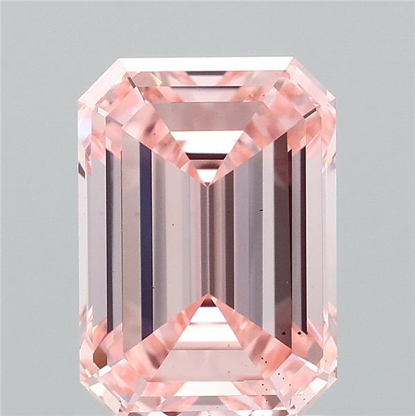 1.88 Carat Emerald Lab Grown Diamond, Fancy Intense Pink Color, VS2 Clarity