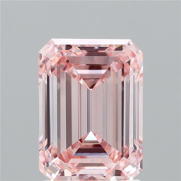 2.19 Carat Emerald Lab Grown Diamond, Fancy Intense Pink Color, VS1 Clarity