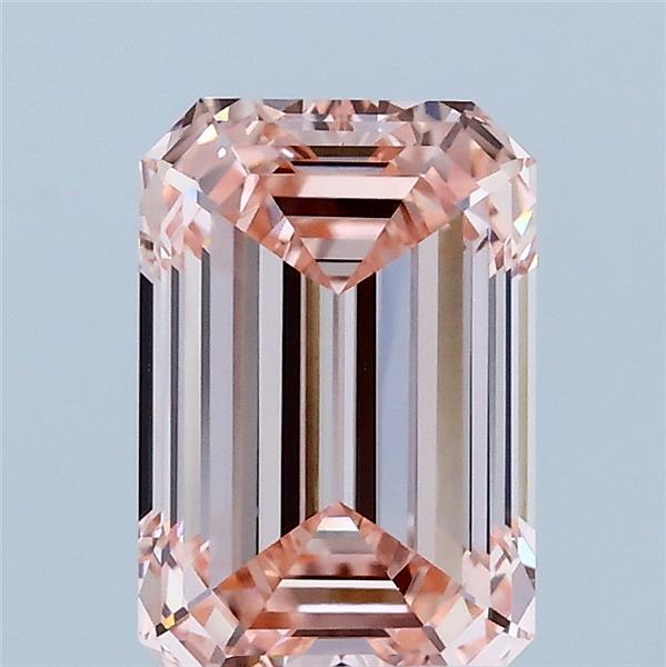 2.00 Carat Emerald Lab Grown Diamond, Fancy Intense Pink Color, VVS2 Clarity