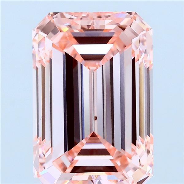 4.02 Carat Emerald Lab Grown Diamond, Fancy Intense Pink Color, VS1 Clarity