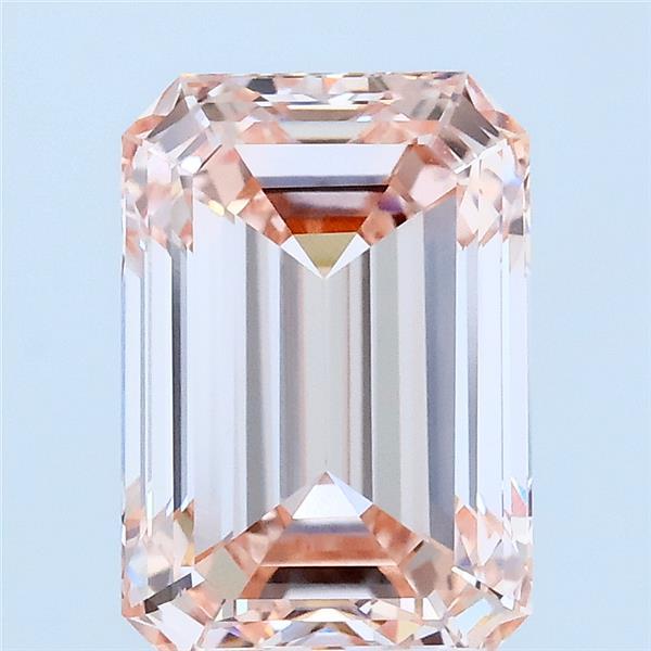 3.21 Carat Emerald Lab Grown Diamond, Fancy Intense Pink Color, VVS2 Clarity