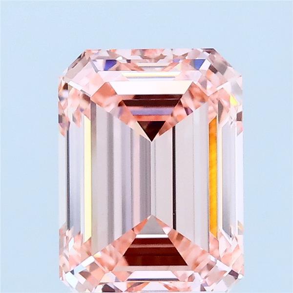 1.85 Carat Emerald Lab Grown Diamond, Fancy Vivid Pink Color, VS1 Clarity