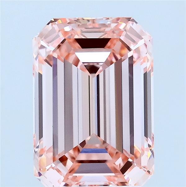 2.54 Carat Emerald Lab Grown Diamond, Fancy Intense Pink Color, VVS2 Clarity