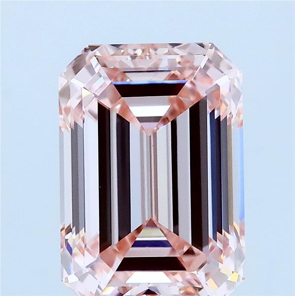 2.58 Carat Emerald Lab Grown Diamond, Fancy Intense Pink Color, VS1 Clarity