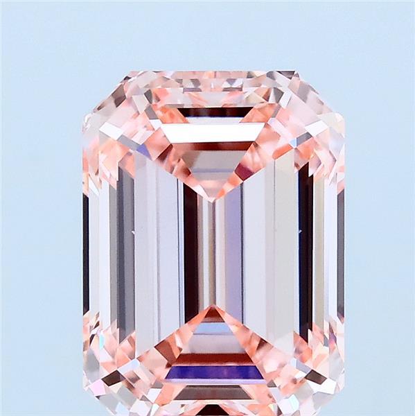 3.13 Carat Emerald Lab Grown Diamond, Fancy Intense Pink Color, VVS2 Clarity