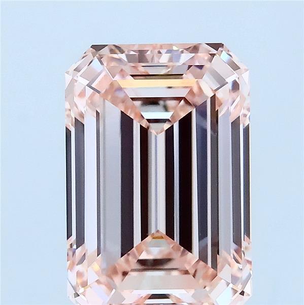 3.05 Carat Emerald Lab Grown Diamond, Fancy Intense Pink Color, VS1 Clarity