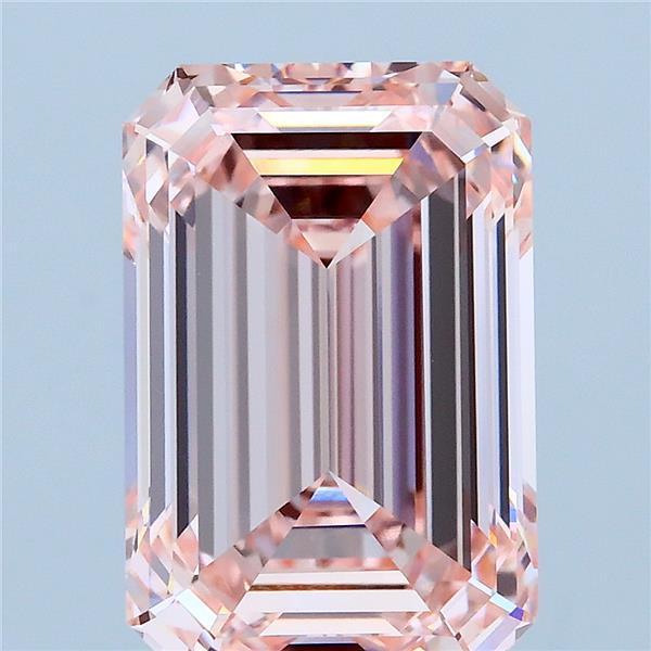 5.02 Carat Emerald Lab Grown Diamond, Fancy Intense Pink Color, VVS2 Clarity