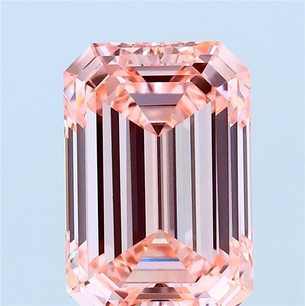 2.01 Carat Emerald Lab Grown Diamond, Fancy Intense Pink Color, VVS2 Clarity