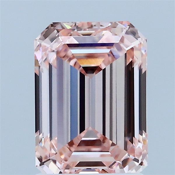 1.55 Carat Emerald Lab Grown Diamond, Fancy Pink Color, VS1 Clarity