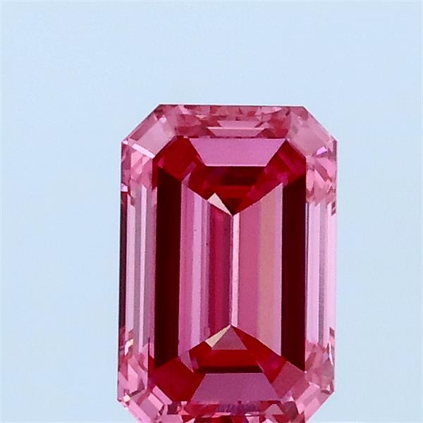 0.83 Carat Emerald Lab Grown Diamond, Fancy Vivid Pink Color, VS1 Clarity