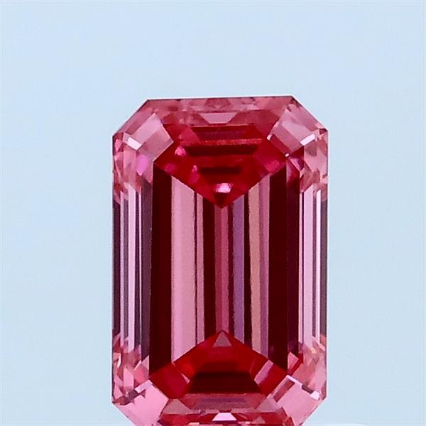 0.85 Carat Emerald Lab Grown Diamond, Fancy Vivid Pink Color, VVS2 Clarity