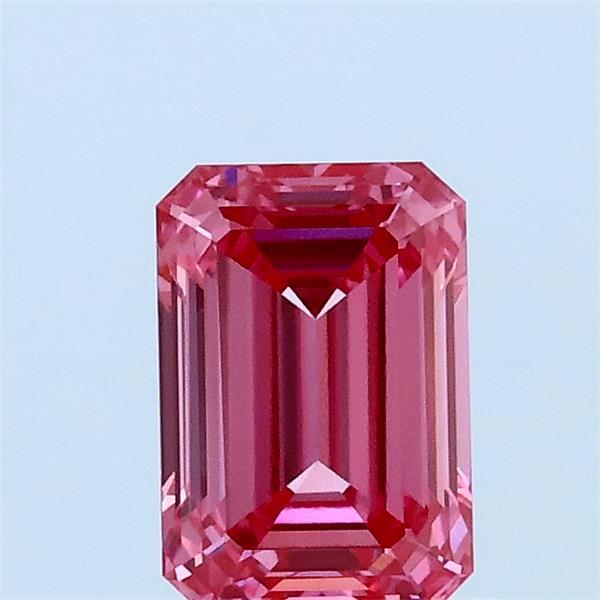0.83 Carat Emerald Lab Grown Diamond, Fancy Vivid Pink Color, VVS2 Clarity