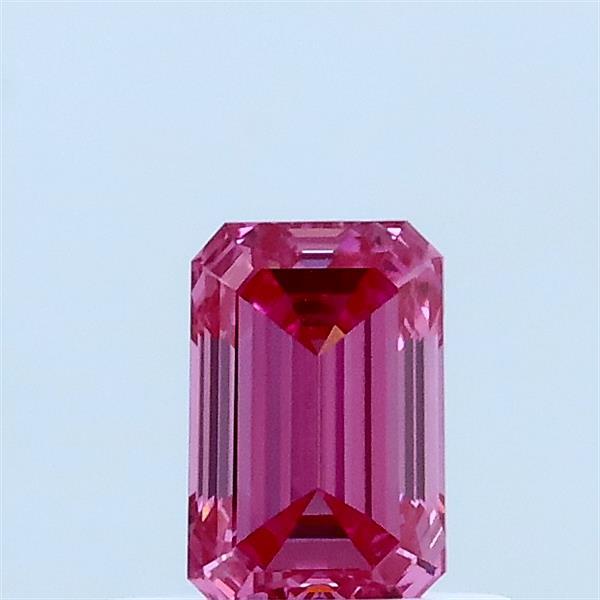 0.52 Carat Emerald Lab Grown Diamond, Fancy Vivid Pink Color, VVS2 Clarity