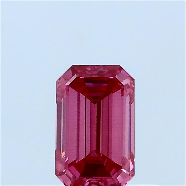 0.51 Carat Emerald Lab Grown Diamond, Fancy Vivid Pink Color, SI1 Clarity