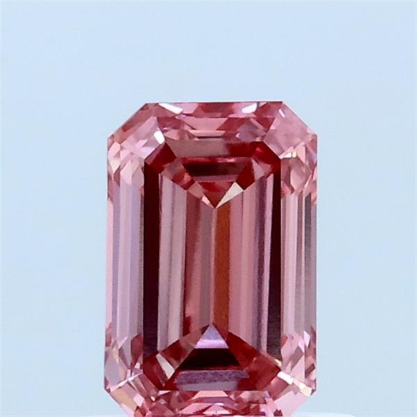 0.85 Carat Emerald Lab Grown Diamond, Fancy Vivid Pink Color, VVS2 Clarity