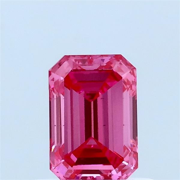 0.70 Carat Emerald Lab Grown Diamond, Fancy Vivid Pink Color, VS2 Clarity