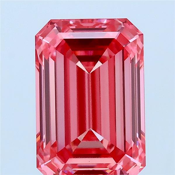 2.53 Carat Emerald Lab Grown Diamond, Fancy Vivid Pink Color, VVS2 Clarity