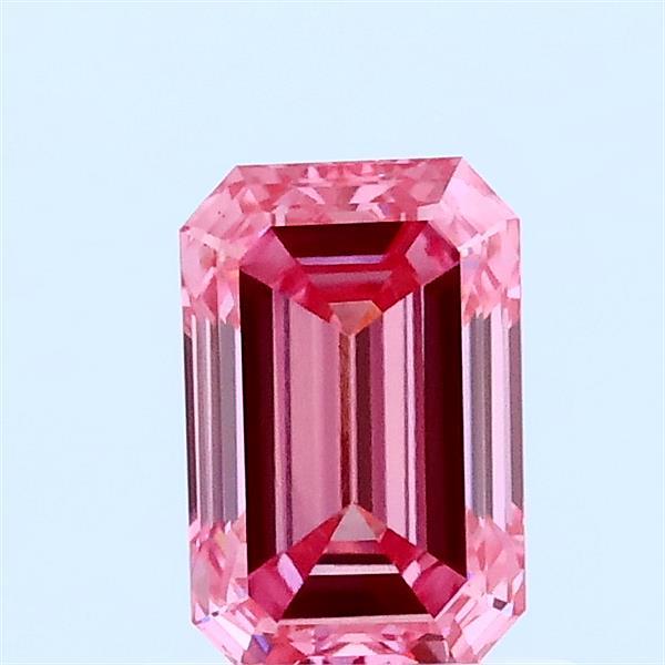 0.85 Carat Emerald Lab Grown Diamond, Fancy Vivid Pink Color, VS1 Clarity