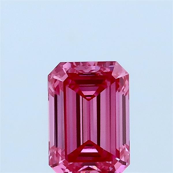 0.60 Carat Emerald Lab Grown Diamond, Fancy Vivid Pink Color, VS1 Clarity