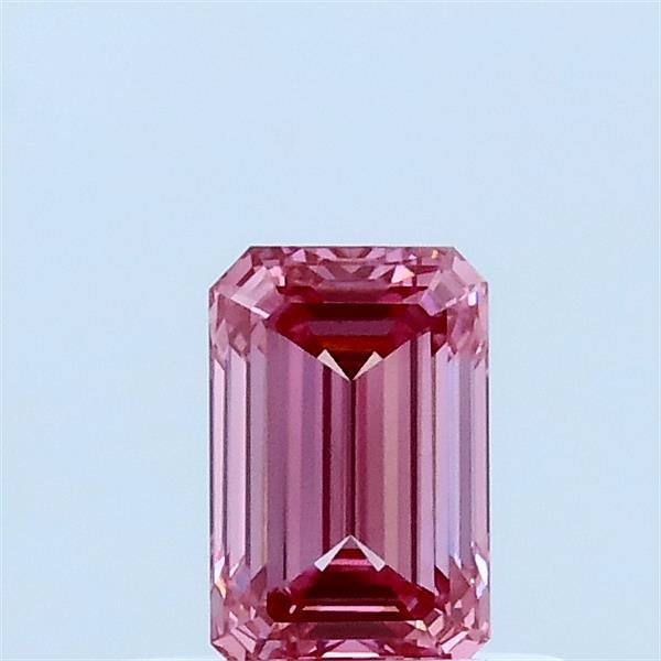 0.51 Carat Emerald Lab Grown Diamond, Fancy Vivid Pink Color, VVS2 Clarity