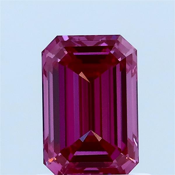 1.02 Carat Emerald Lab Grown Diamond, Fancy Vivid Pink Color, VVS2 Clarity