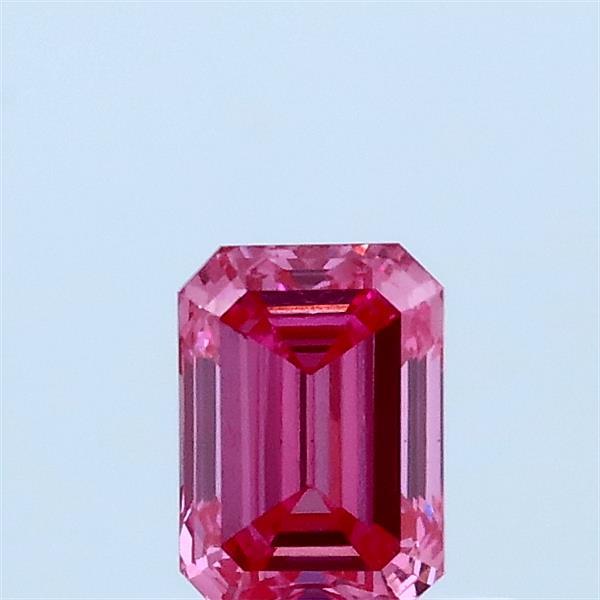 0.53 Carat Emerald Lab Grown Diamond, Fancy Vivid Pink Color, VS1 Clarity