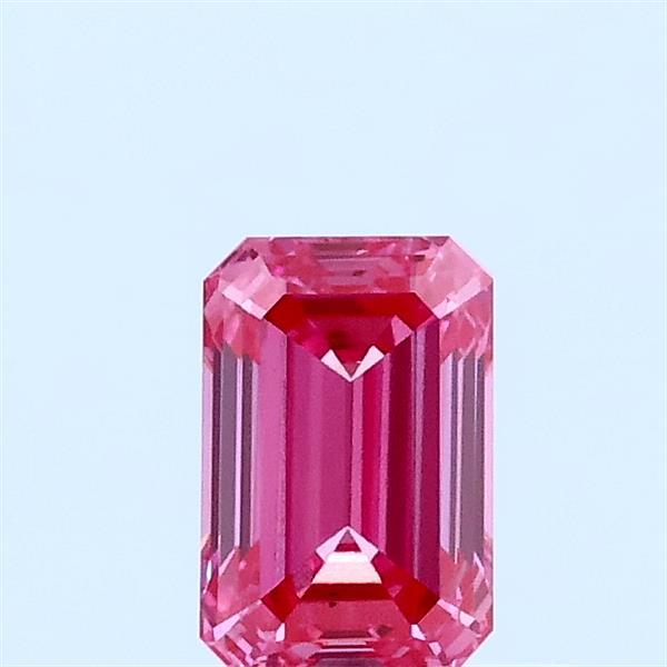 0.56 Carat Emerald Lab Grown Diamond, Fancy Vivid Pink Color, VS2 Clarity