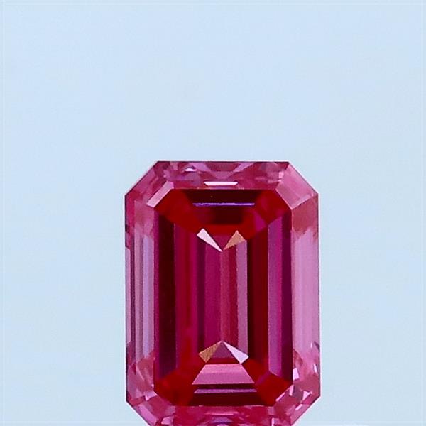0.55 Carat Emerald Lab Grown Diamond, Fancy Vivid Pink Color, VS1 Clarity