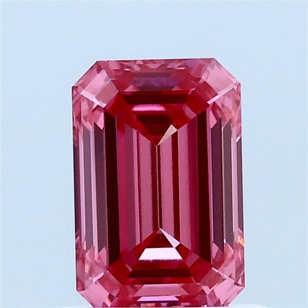 1.01 Carat Emerald Lab Grown Diamond, Fancy Vivid Pink Color, VVS2 Clarity