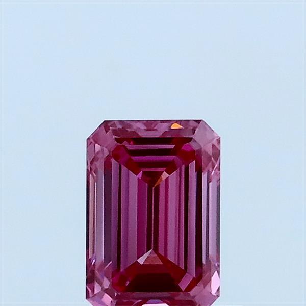 0.52 Carat Emerald Lab Grown Diamond, Fancy Vivid Pink Color, VVS1 Clarity