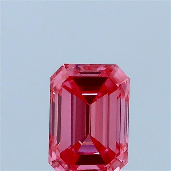 0.59 Carat Emerald Lab Grown Diamond, Fancy Vivid Pink Color, VVS2 Clarity
