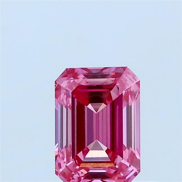 0.59 Carat Emerald Lab Grown Diamond, Fancy Vivid Pink Color, VVS2 Clarity