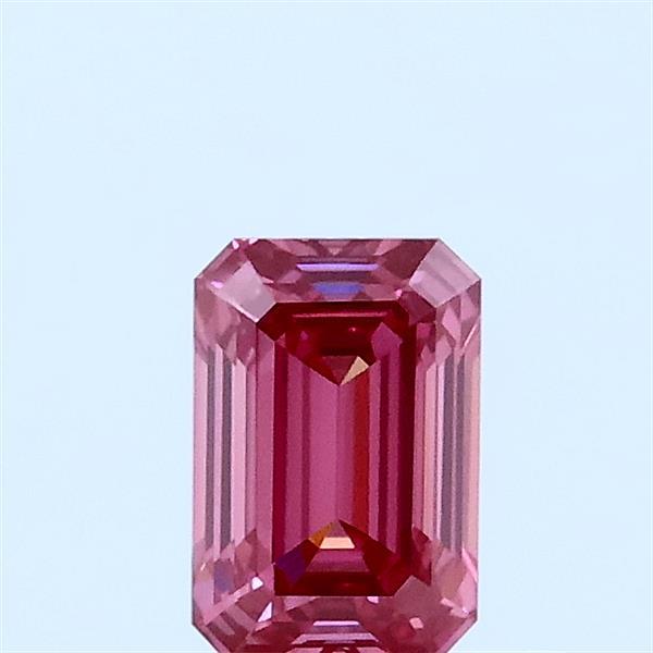 0.57 Carat Emerald Lab Grown Diamond, Fancy Vivid Pink Color, VS1 Clarity