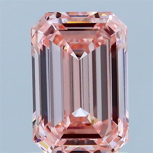 1.51 Carat Emerald Lab Grown Diamond, Fancy Intense Pink Color, VVS2 Clarity