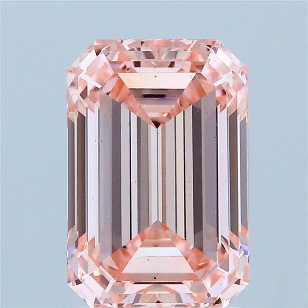 1.92 Carat Emerald Lab Grown Diamond, Fancy Intense Pink Color, VS1 Clarity