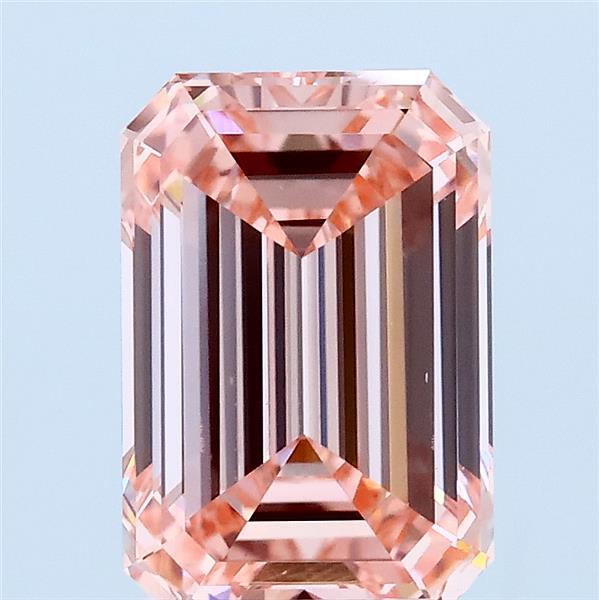 2.50 Carat Emerald Lab Grown Diamond, Fancy Intense Pink Color, VS2 Clarity