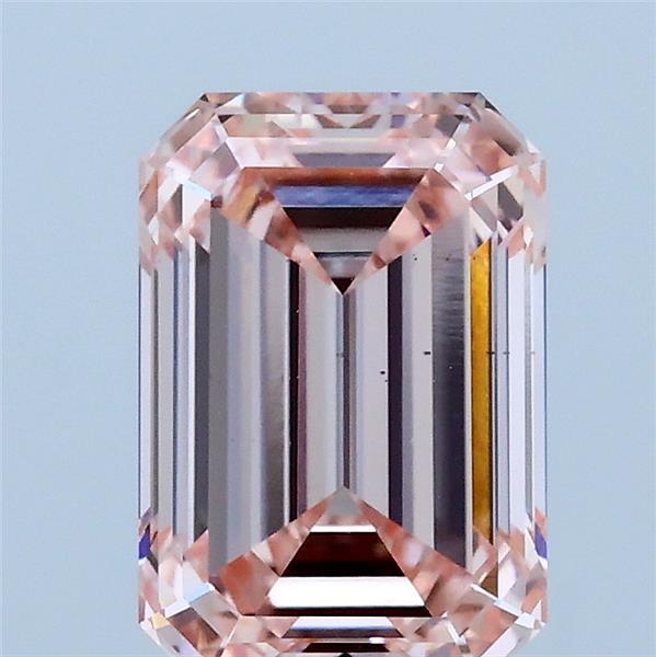 2.02 Carat Emerald Lab Grown Diamond, Fancy Intense Pink Color, VS1 Clarity