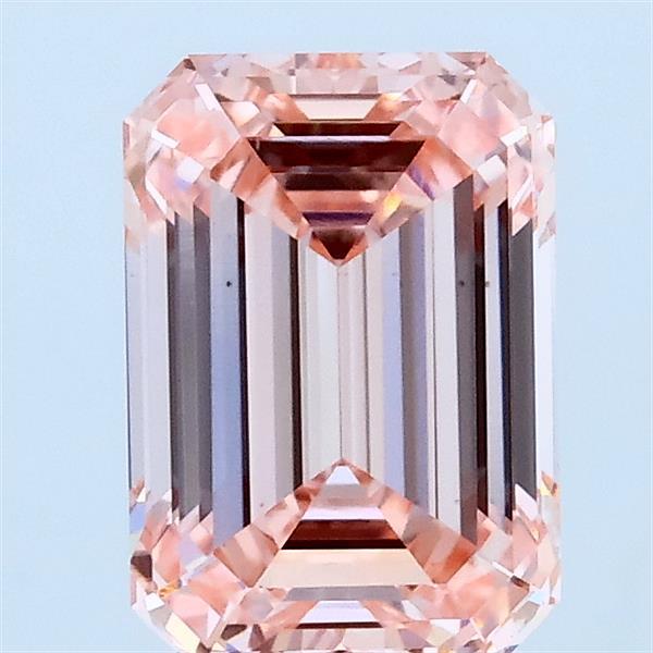 1.63 Carat Emerald Lab Grown Diamond, Fancy Intense Pink Color, VS1 Clarity