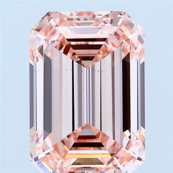 3.02 Carat Emerald Lab Grown Diamond, Fancy Intense Pink Color, VS1 Clarity