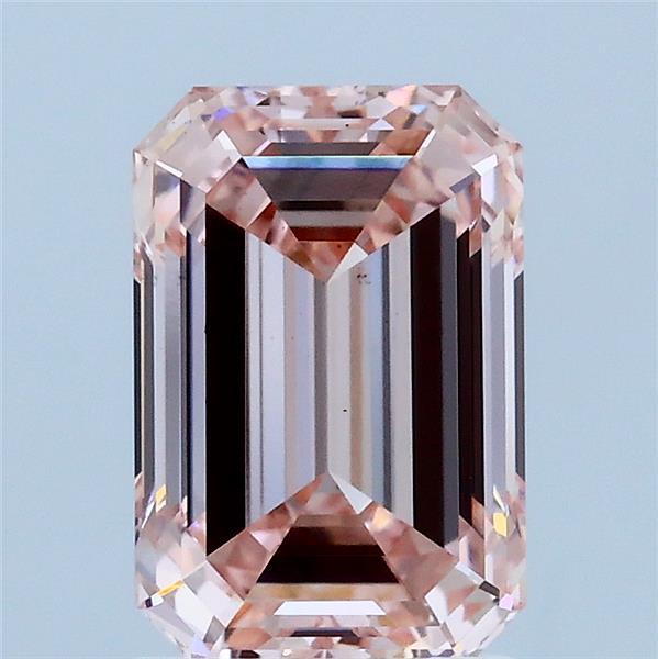 2.02 Carat Emerald Lab Grown Diamond, Fancy Intense Pink Color, VS1 Clarity