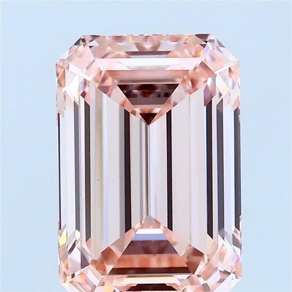 2.03 Carat Emerald Lab Grown Diamond, Fancy Intense Pink Color, VVS2 Clarity