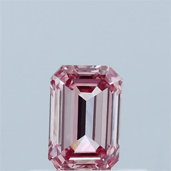 0.46 Carat Emerald Lab Grown Diamond, Fancy Intense Pink Color, VVS2 Clarity