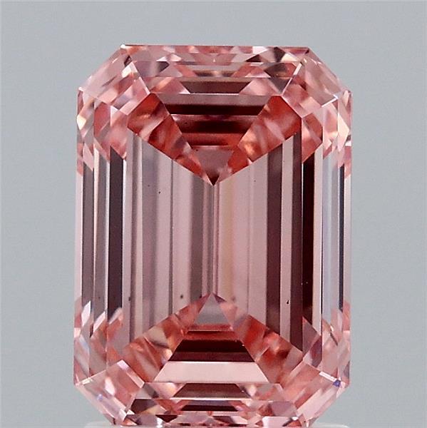 2.06 Carat Emerald Lab Grown Diamond, Fancy Vivid Pink Color, VS1 Clarity