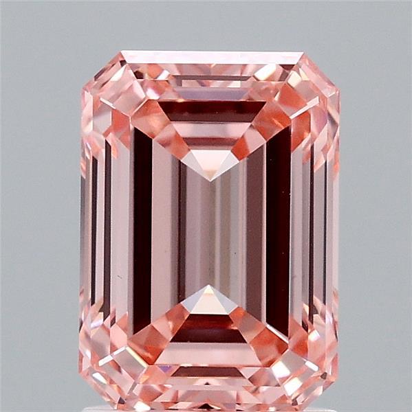 2.04 Carat Emerald Lab Grown Diamond, Fancy Intense Pink Color, VS1 Clarity